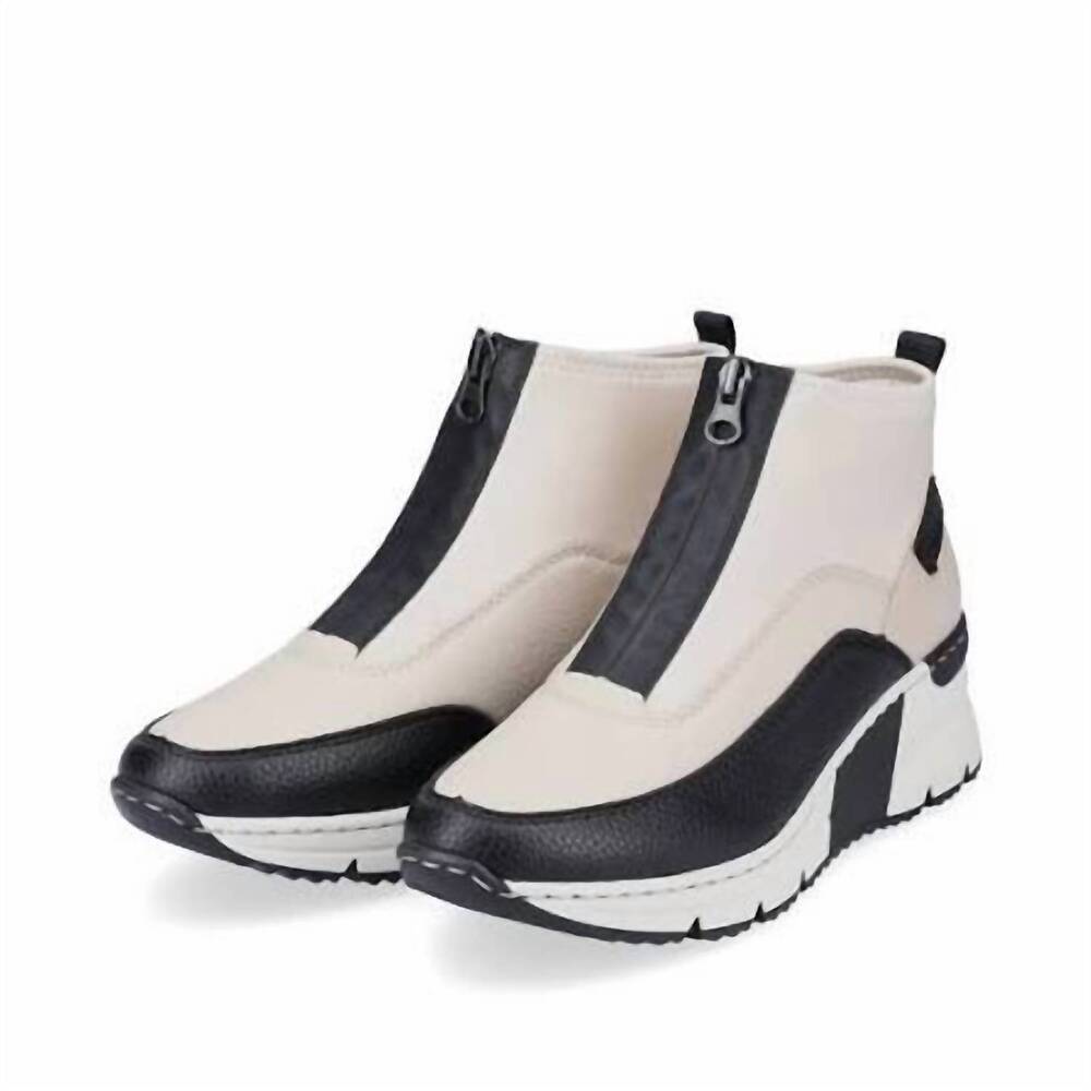 NEW RIEKER women's kitty boots in schwarz/crema/cliff/perlcreme